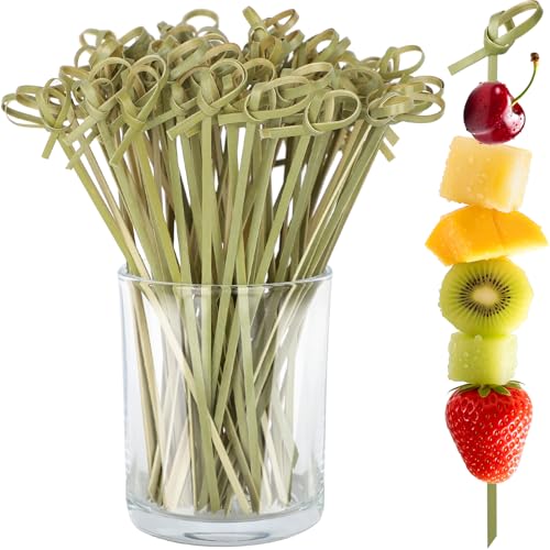 200-Piece 6-Inch Bamboo Knot Cocktail Picks - Decorative Appetizer Skewers