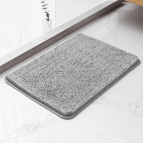 Plush Chenille Non-Slip Bathroom Rug 17"x24" - Absorbent & Soft