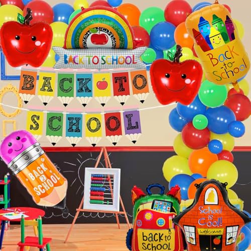 Back to School Balloons - 7 Pack Foil Decorations for Kids