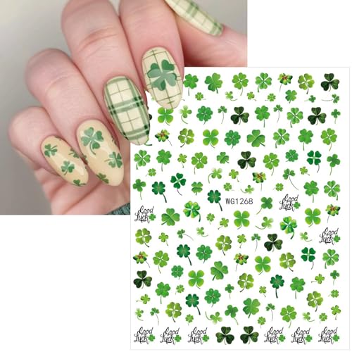 St. Patrick's Day Nail Stickers - 8 Sheets Lucky Shamrock Decals