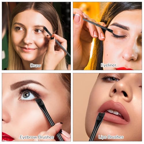 Alrhso 12 Pieces Angled Eyeliner and Eyebrow Flat Brushes Set