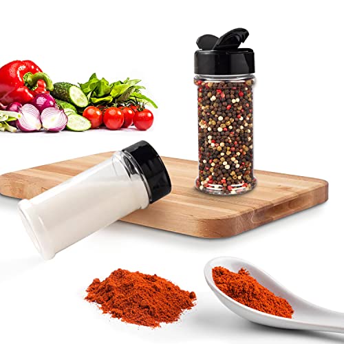 5.5oz Plastic Spice Jars with Black Cap - Set of 6 Containers