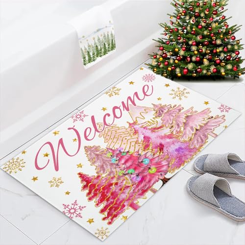 Merry Christmas Welcome Mat - Non-Slip Doormat for Home & Patio