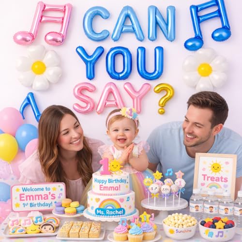 CAN YOU SAY ONE Letter Balloon Set - 19pcs Pastel 02 First Birthday Decor