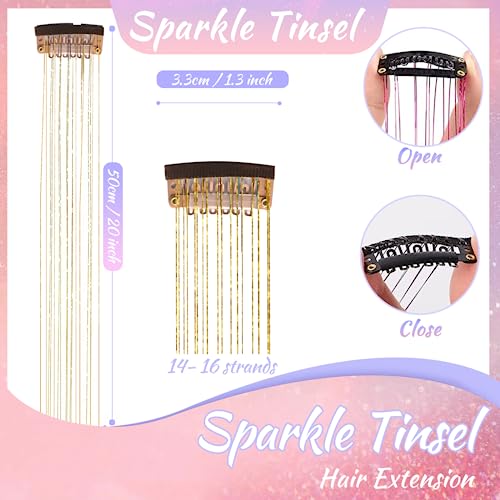 Clip-In Hair Tinsel Extensions 20 Inch Heat Resistant Glitter Hair Kit