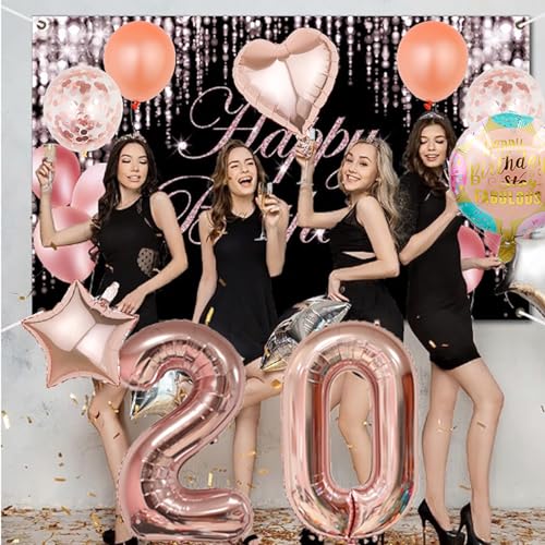 15th Birthday Decorations - 18 Pcs Rose Gold Balloon Set