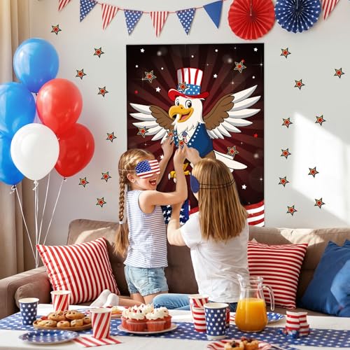 Pin the Tail on the Eagle Party Game - 40 Stickers & Eye Masks