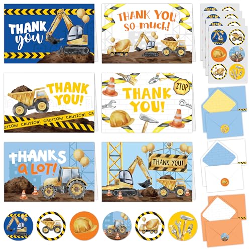 Construction-Themed Thank You Cards for Kids - 24 Pack