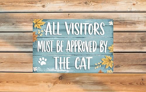Cat Approved Visitors Metal Sign 8x12in Funny Pet Wall Plaque