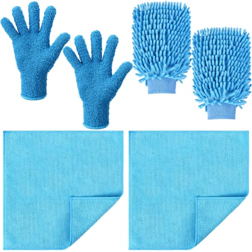 6-Piece Microfiber Dusting Glove and Towel Set for Household Cleaning