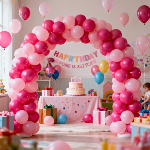 66pcs Pink Balloons Set - 12 Inch Latex Confetti for Parties