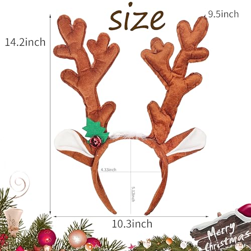 Doneace Plush Reindeer Antlers Christmas Headband