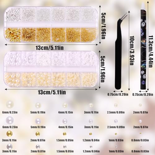 Nail Pearls and Beads Kit with Pickup Pencil and Tweezer