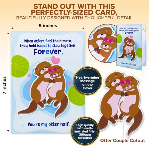 Funny Otter 5x7 Valentine Card Set with Envelopes & Stickers