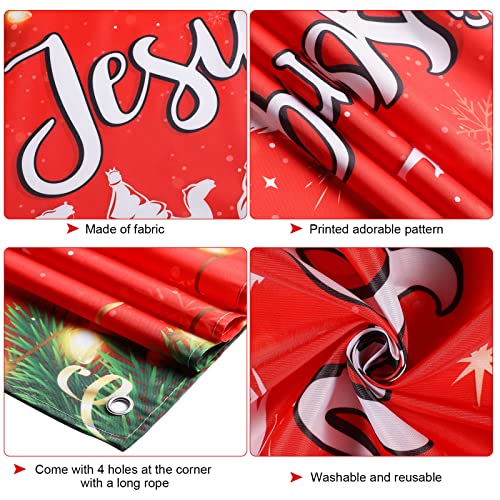 Nativity Christmas Banner with Balloons - Jesus is the Reason for the Season Holiday Decor