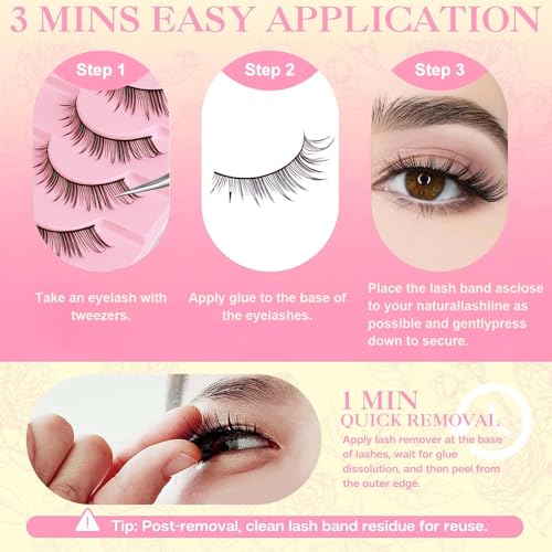 Natural False Eyelashes 10 Pairs Reusable Soft Cotton Band Strip Lashes
