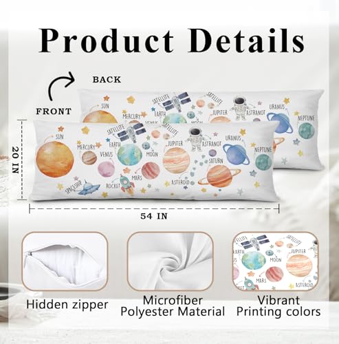 Solar System Body Pillow Cover - 20x54 Inch Soft Flannelette Case