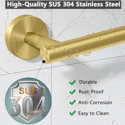 WOOPHEN Toilet Paper Holder, 6-Inch Modern Stainless Steel Roll Dispenser - Gold