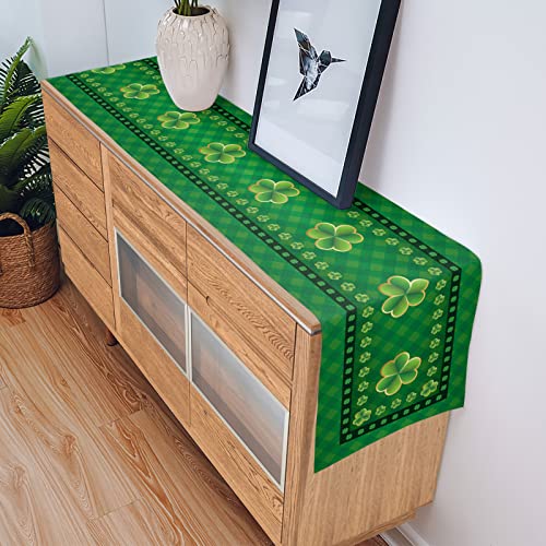 St. Patrick's Day Clover Buffalo Check Table Runner 13x36 Inch