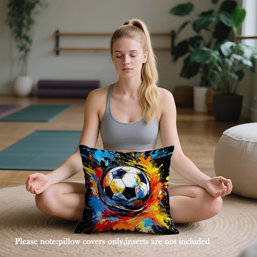 Graffiti Soccer Ball Pillow Cover 18x18 - Sports Decor