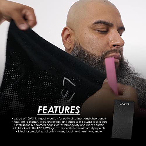 Premium 100% Cotton Shaving Towel - Soft, Absorbent, Black