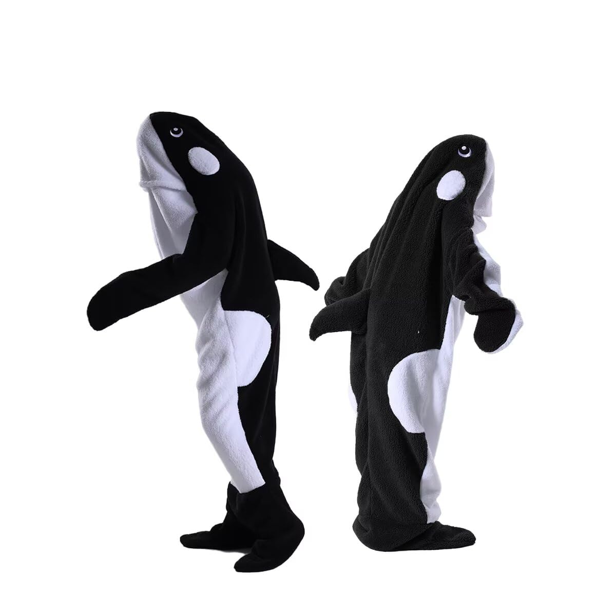 Whale Blanket Hoodie Onesie Adult Wearable Whale Blanket Soft Cozy Costume Onesie Pajamas Cartoon Animals Sleeping Bag Black, XX-Small