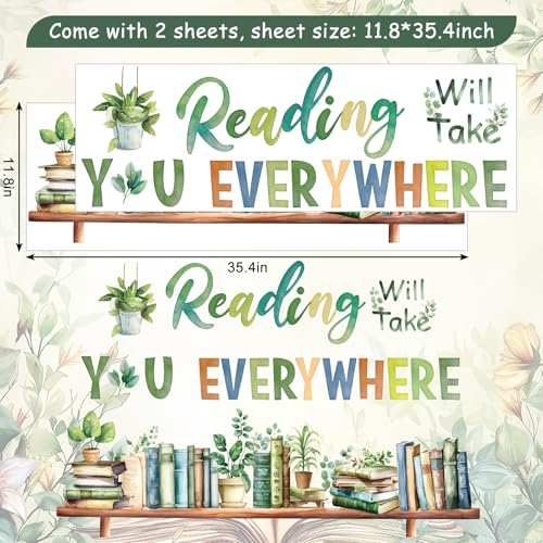 Greenery Inspirational Reading Wall Decals - 2Pcs Large Stickers