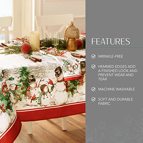 Snowman Winterland Holiday Rectangular Tablecloth 60 x 102 Inches - Multicolor