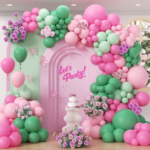 Pink and Green Balloon Arch Kit - 31pcs for Birthday & Baby Showers