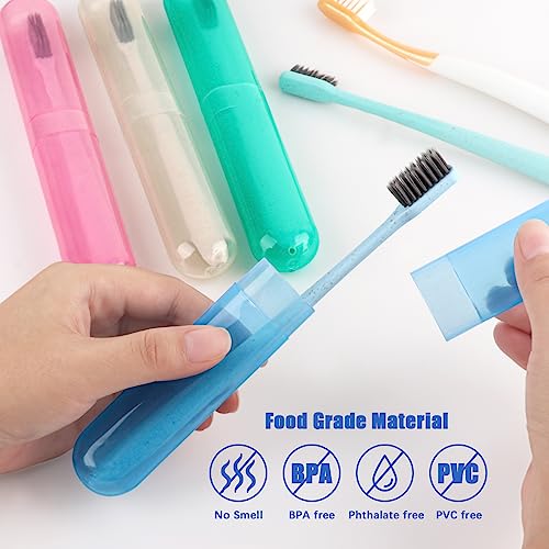 Hooqict 4 Pack Travel Toothbrush Case - Portable Plastic Holder