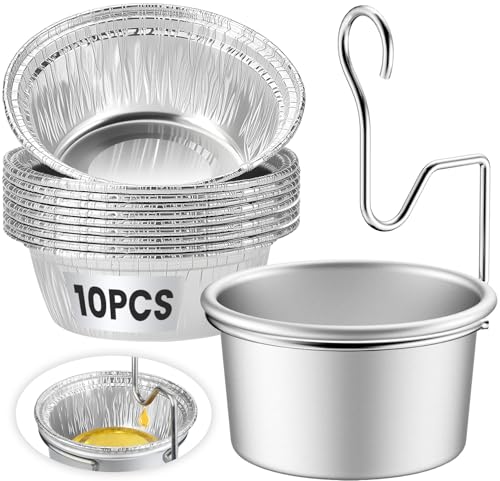 SpiralScgv Silver Grill Grease Trap Kit with 10 Liners & Heavy-Duty Clips - Universal Fit