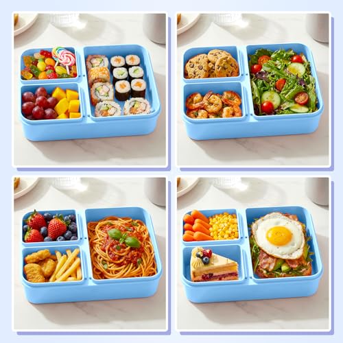 WyfKyd 2 Pack Blue Snack Box Container Set - Leak-Proof Bento Lunch Box for Kids & Adults