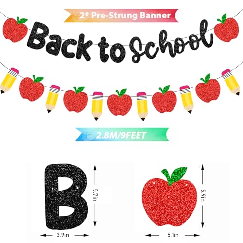Back to School Banner Garland with Pencil & Apple Design