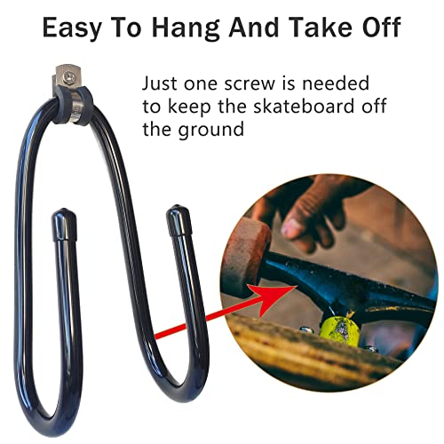 RUZUO Adjustable Wall Mount Skateboard & Longboard Hanger Set - Sibling Variation 2