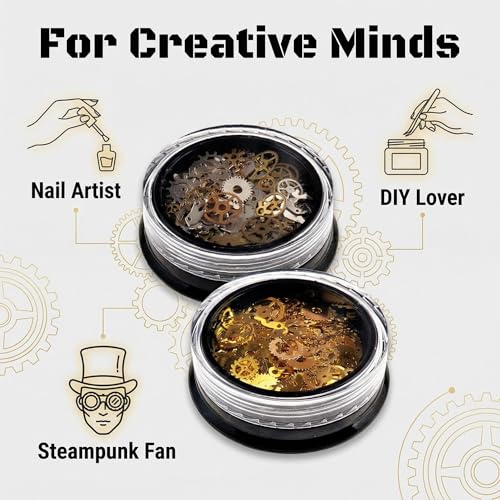 Steampunk Gears Nail Art Decorations 200-300PCS Alloy Metal Nail Charms