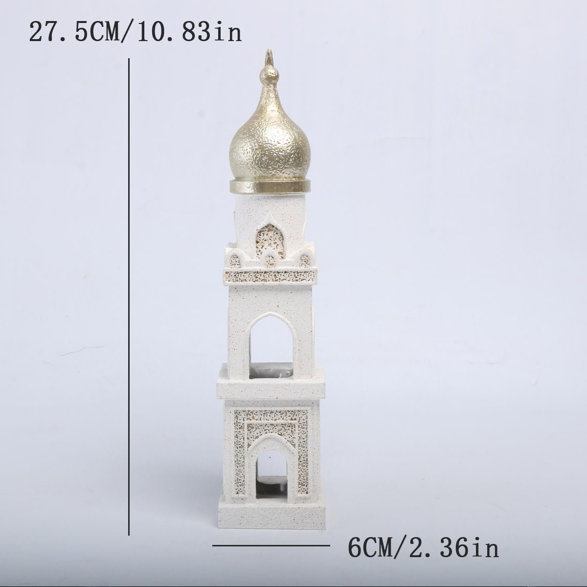 Islamic Cultural Decor Collection - Handcrafted Resin Mosque Models & Tower Ornaments for Home/Office Display Ramadan Decoration (Tower 1)