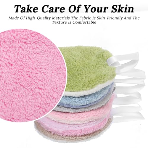Dopenspi 6 Pcs Reusable Makeup Remover Pads - Soft Coral Fleece Facial Cleansing Rounds with Mesh Bag