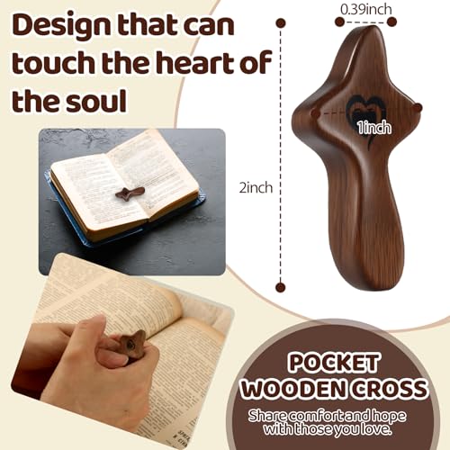 Handmade Olive & Walnut Wood Pocket Cross for Prayer & Stress Relief