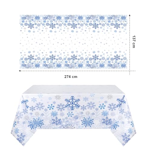 3 Pcs Bright Winter Snowflake Plastic Tablecloth for Christmas & Holiday