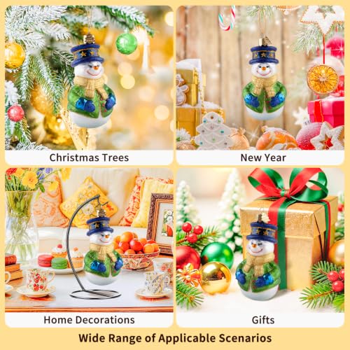 Hand-Blown Glass Snowman Christmas Ornament - Festive Tree Decoration