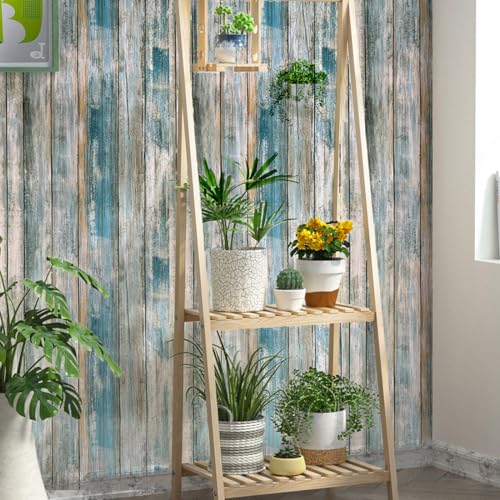 Blue Wood Shiplap Contact Paper - Peel and Stick Shelf Liner 17.7"x117"