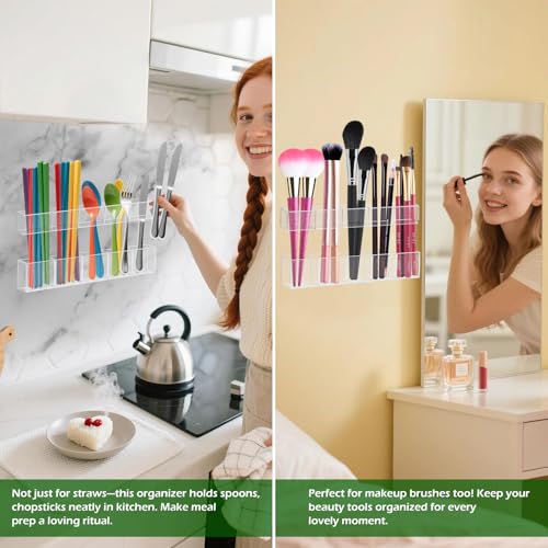 Acrylic Straw Holder for Cabinet Door - Space-Saving Organizer