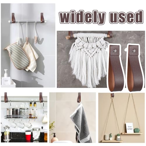 Eldraqth 10-Piece Leather Wall Hanging Straps - Boho Curtain Rod Holders