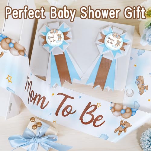 Lopeastar Baby Shower Sash Set for Mom & Dad - Bear Theme, Adjustable, Keepsake Gift