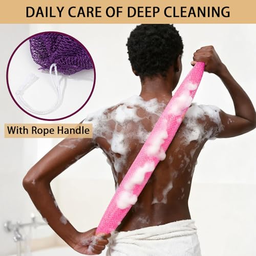 African Net Sponge Authentic Exfoliating Bath Scrubber Pink