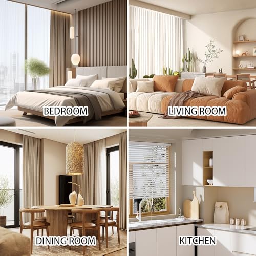 Boho Linen Curtains 52 x 63 Inches - Pack of 2 Beige Floral Farmhouse Window Drapes