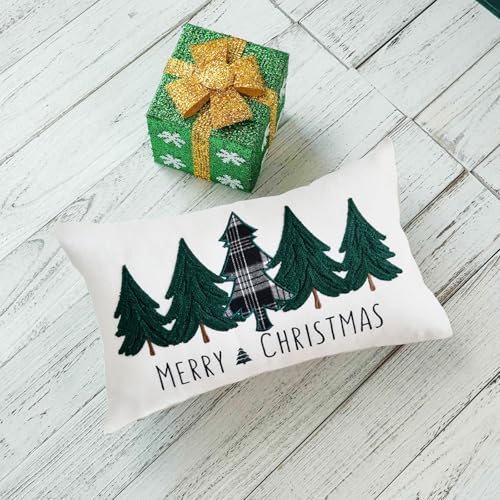 ONWAY Christmas Tree Lumbar Pillow Cover, 12x20 Inch Holiday Cushion Case