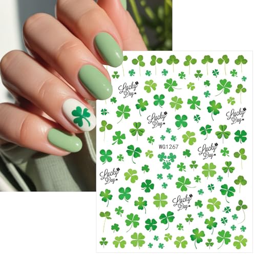 St. Patrick's Day Nail Stickers - 8 Sheets Lucky Shamrock Decals