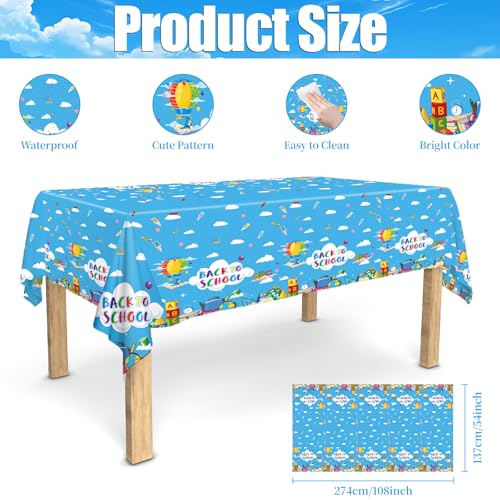 Back to School Tablecloths - 3pcs Disposable Party Supplies, 54x108 Inches