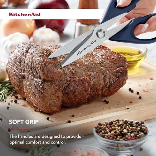 KitchenAid Stainless Steel Kitchen Shears with Comfort Grip - 8.72 Inch, Ink Blue
